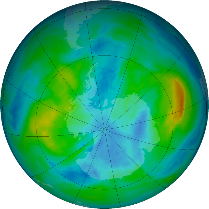 Antarctic ozone map for 31 March 1983